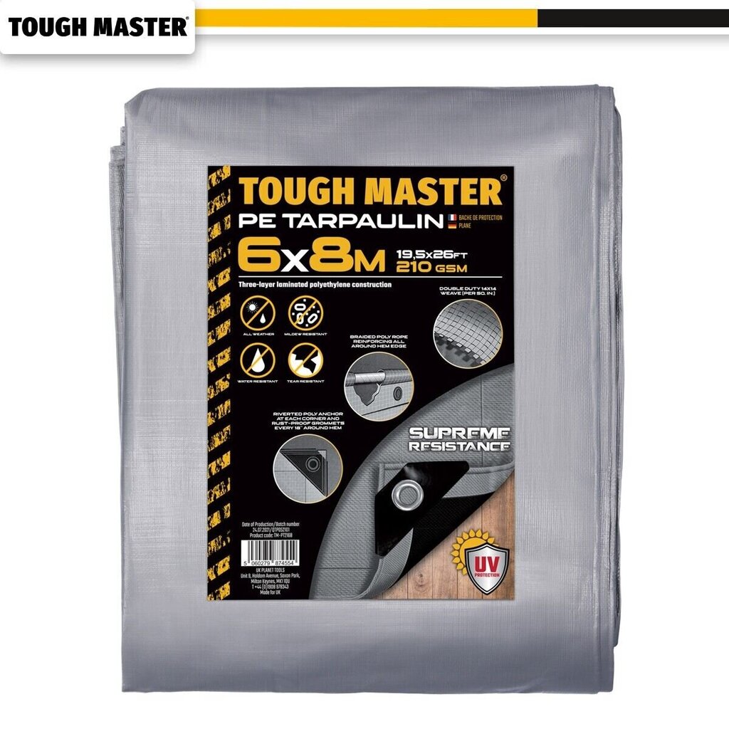 Armuotas sodo Brezentas, tentas  210gsm±3%  Tough  Master įvairių dydžiu nuo 2 iki 15m