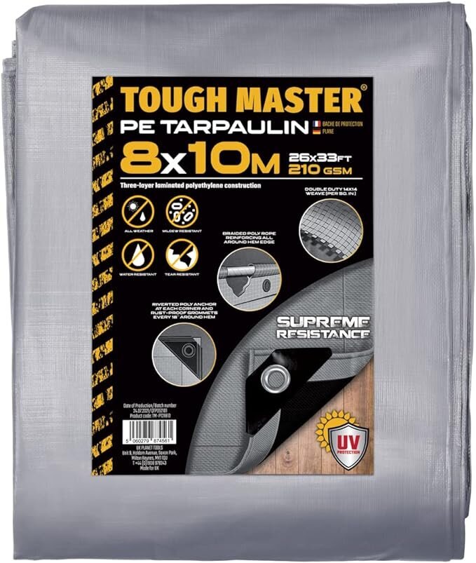 Armuotas sodo Brezentas, tentas  210gsm±3%  Tough  Master įvairių dydžiu nuo 2 iki 15m