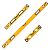 Tough Master 3 Piece PRO Spirit Level Set, Magnetic, 3 Vial High Accuracy, Front View Vial, Aluminum Shockproof Tool, 1200mm &amp; 600mm, 250mm