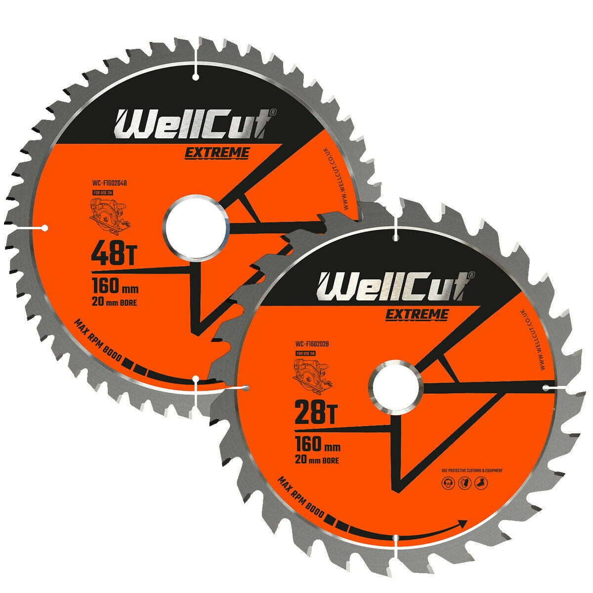 WellCut® TCT Extreme Circular Saw Plunge Saw Blade 160mm x 20mm x 28T &amp; 48T Suitable for Festool - TS55