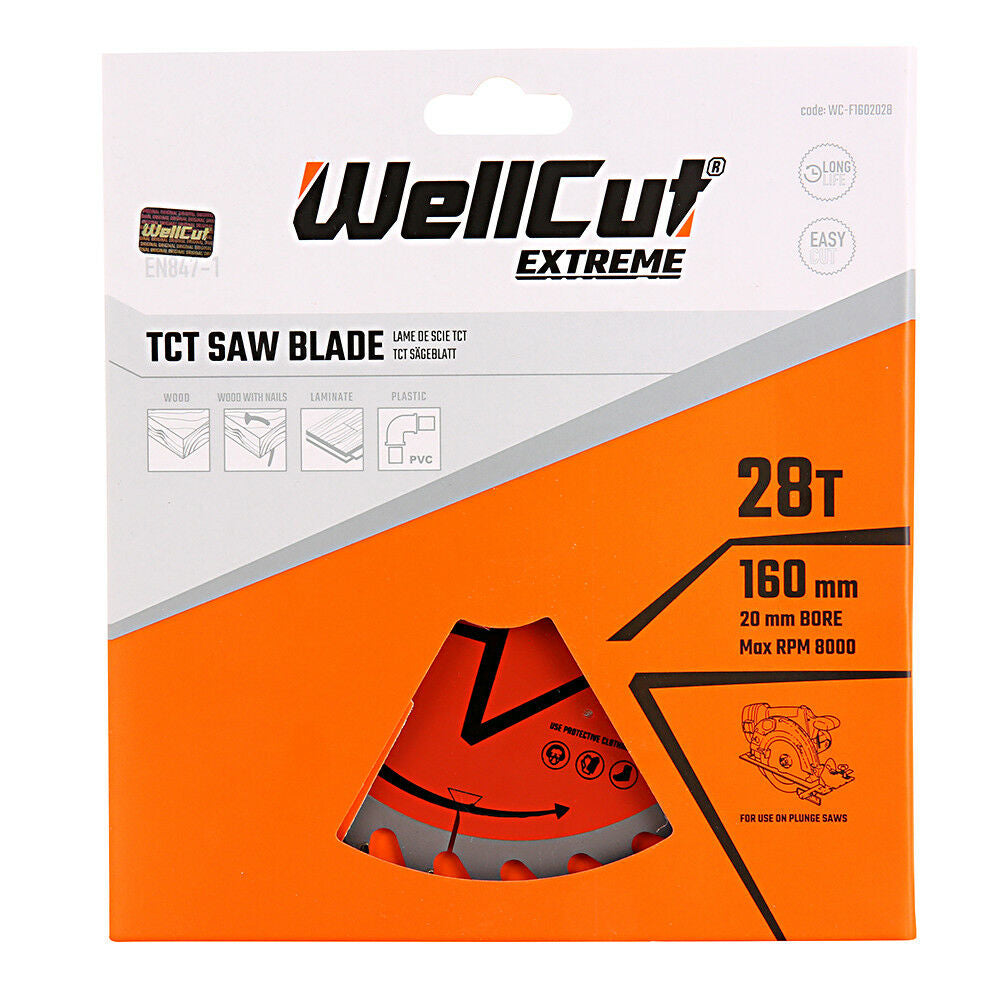 Circular saw blade set 28,48 and 60 teeth 160 x20mm WellCut® TCT Extreme