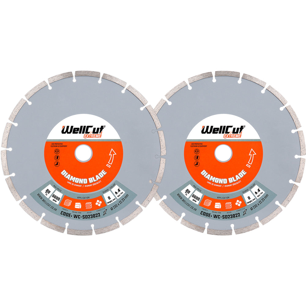 Diamond disc, 2pcs 230x22.23mm WellCut WC-SD23022